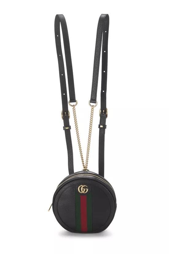 Black Leather Ophidia Backpack Mini, , large image number 0