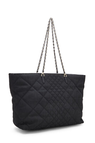 Black Quilted Canvas Chain Tote, , large