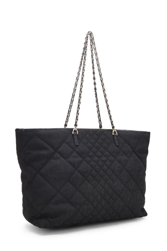Black Quilted Canvas Chain Tote, , large image number 1