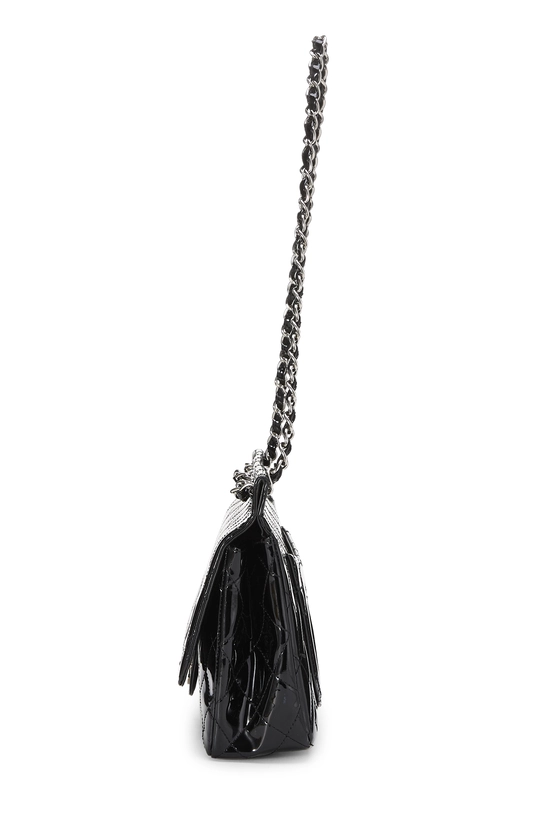 Black Patent Leather Chain Through Flap Bag, , large image number 2