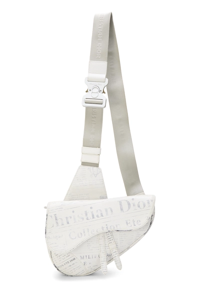 Daniel Arsham x Christian Dior White Calfskin Newspaper Saddle Bum Bag