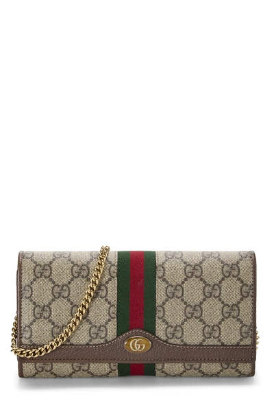Gucci Brown GG Supreme Canvas Ophidia Wallet on Chain