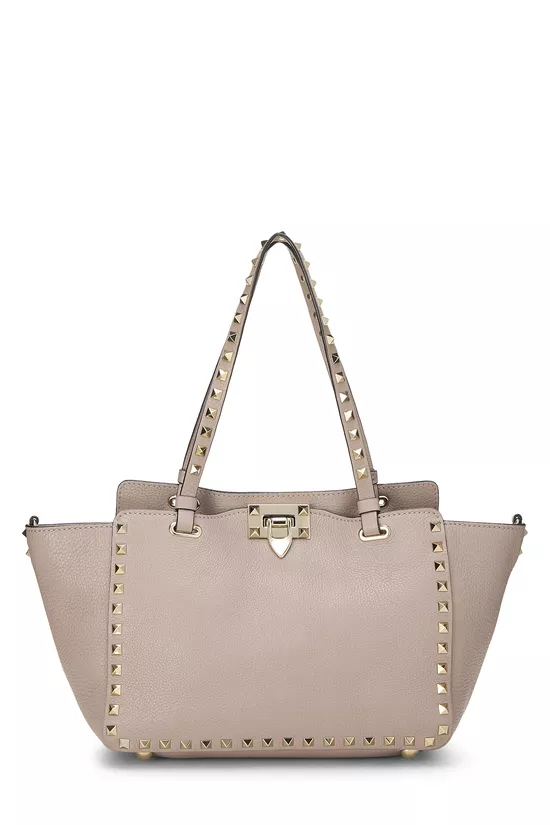 Pink Leather Rockstud Tote Bag, , large image number 0