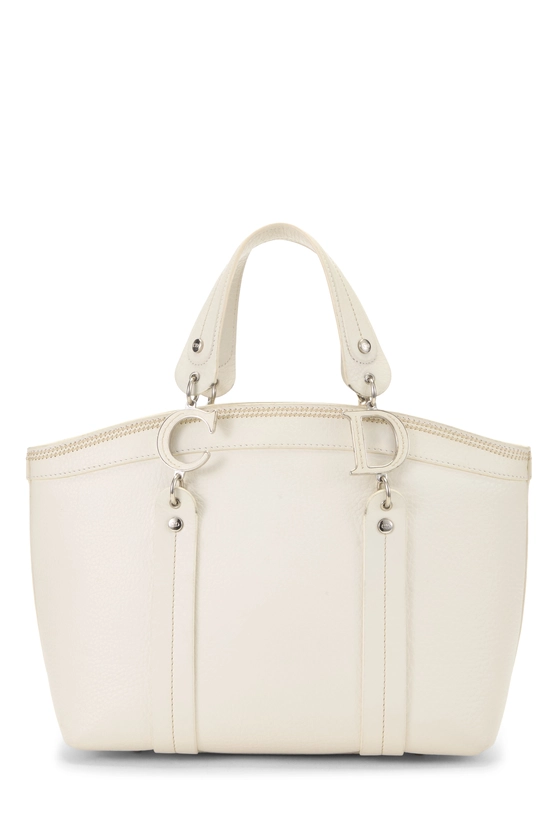 White Leather Frame Satchel Handbag, , large image number 3