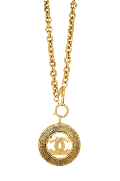 Gold 'CC' Sunburst Necklace Large, , large