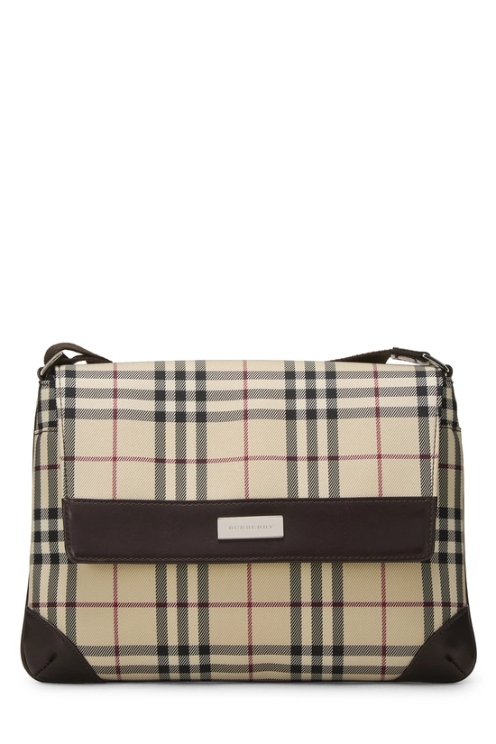 Brown House Check Nylon Flap Messenger Small, , large image number 0