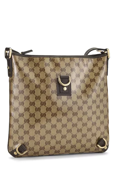 Brown Crystal Canvas D-Ring Abbey Messenger, , large