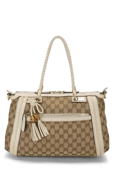 White Original GG Canvas Bella Zip Tote