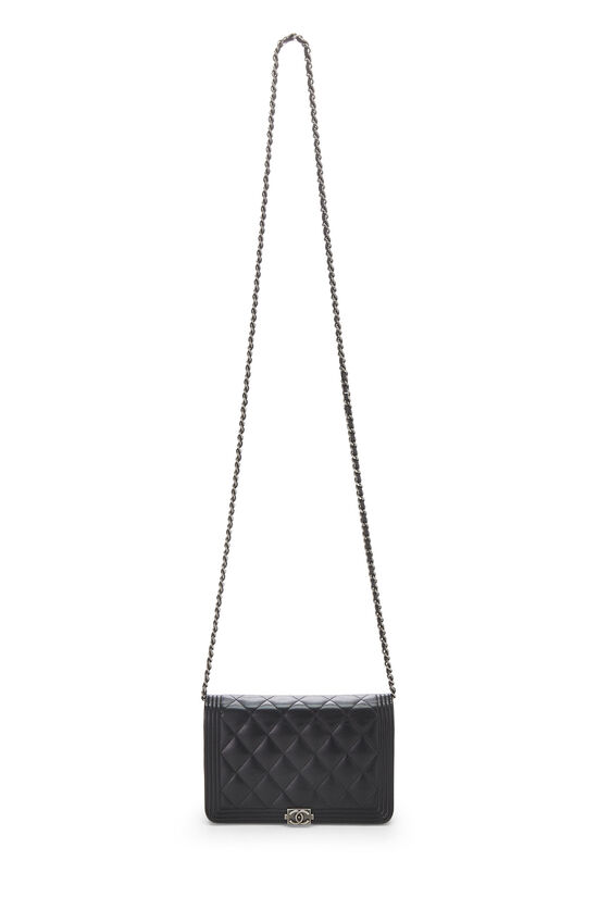 Black Quilted Lambskin Boy Wallet on Chain (WOC), , large image number 2