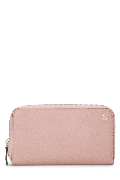 Pink Leather Interlocking GG Zip Around Wallet