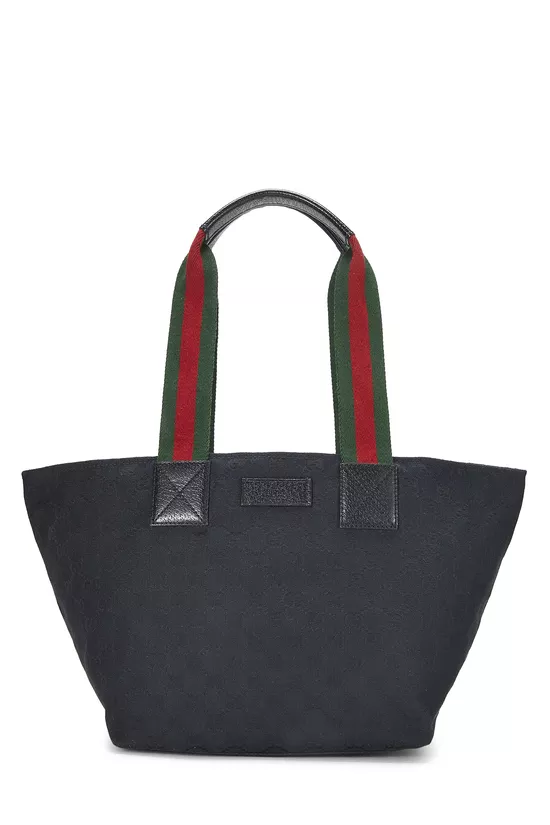 Black GG Canvas Web Soft Zip Tote, , large image number 0