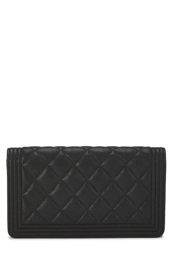 Black Quilted Caviar Boy Long Wallet, , large image number 2
