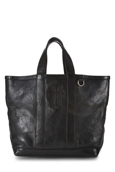 Black Leather Cross Patch Tote