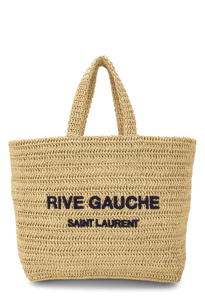 YSL Beige Raffia Rive Gauche Tote