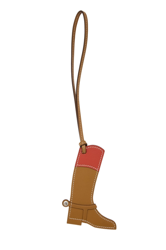 Natural & Capucine Swift Leather Paddock Boot Bag Charm, , large image number 0