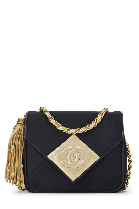 Chanel CC Satin Black Envelope Tassel Bag - shop 