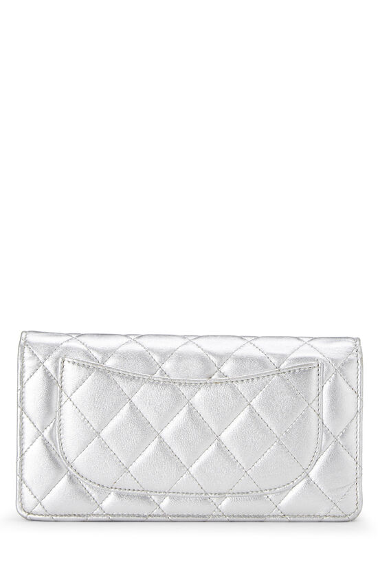 Chanel Iridescent Light Pink Chevron Quilted Caviar Card Holder Silver Hardware, 2017 (Like New), Womens Handbag