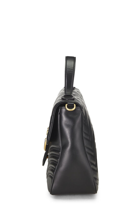 Black Leather GG Marmont Top Handle Shoulder Bag Medium, , large image number 2