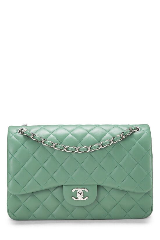 Green Quilted Lambskin New Classic Double Flap Jumbo, , large image number 0