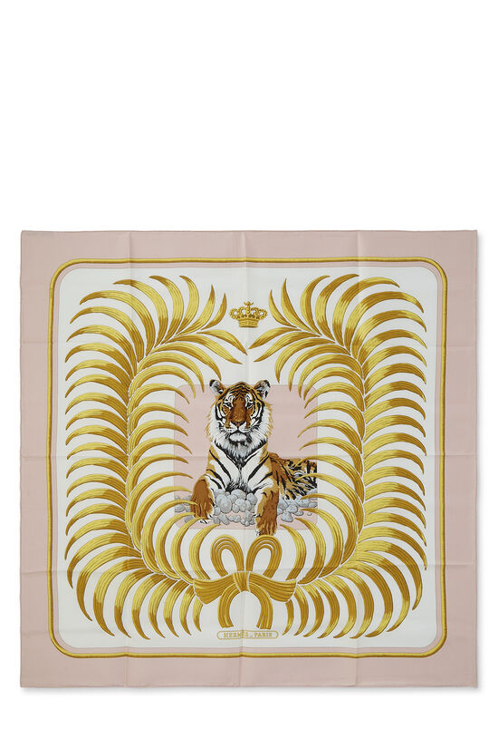 Pink & Multicolor 'Le Tigre Royal' Silk Scarf 90, , large image number 0
