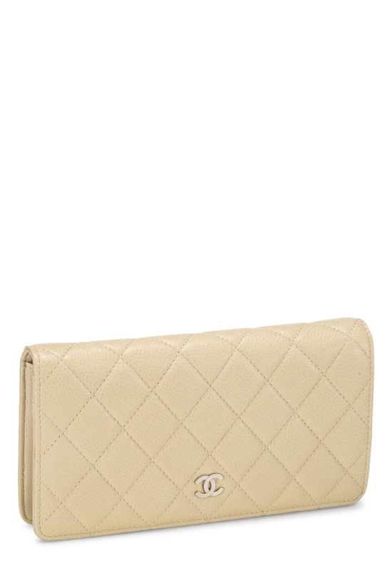 Beige Caviar Classic Long Flap Wallet, , large image number 1