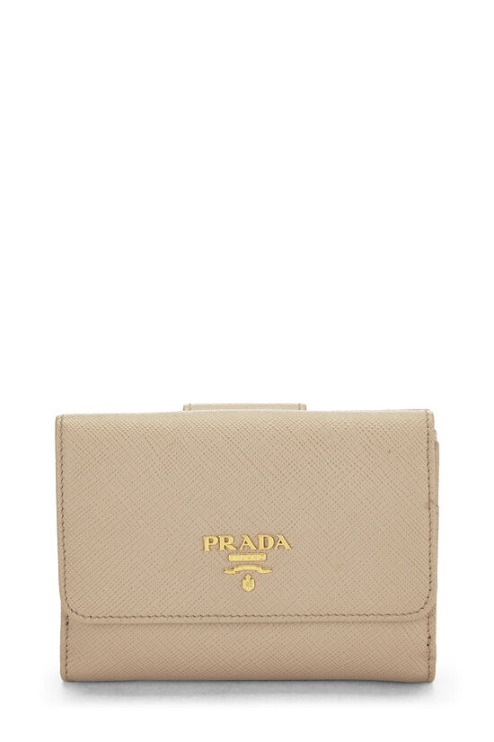 Beige Saffiano Compact Wallet, , large image number 0