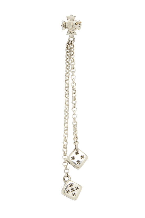 Silver Double Dice Drop Earrings, , large image number 1