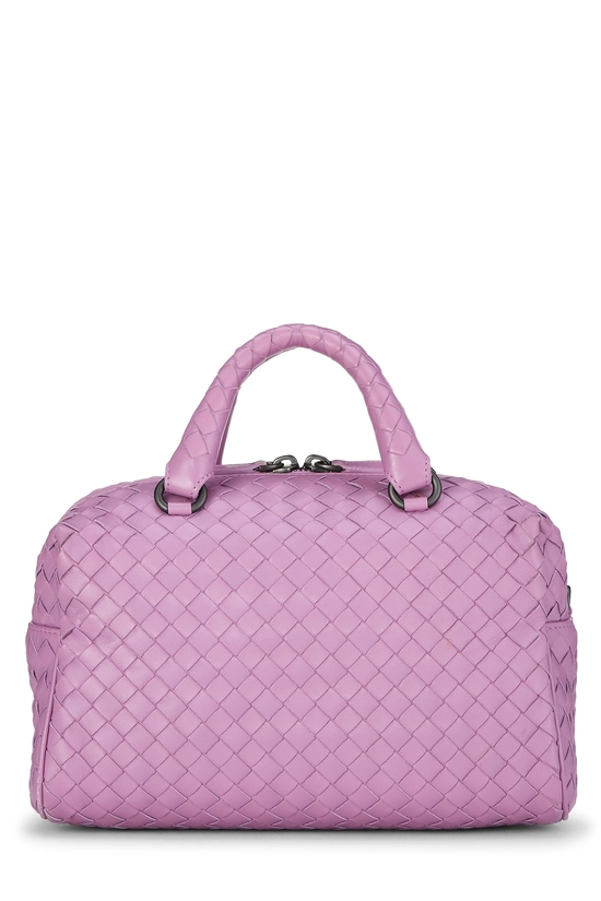 Purple Intrecciato Leather Boston Bag, , large image number 0