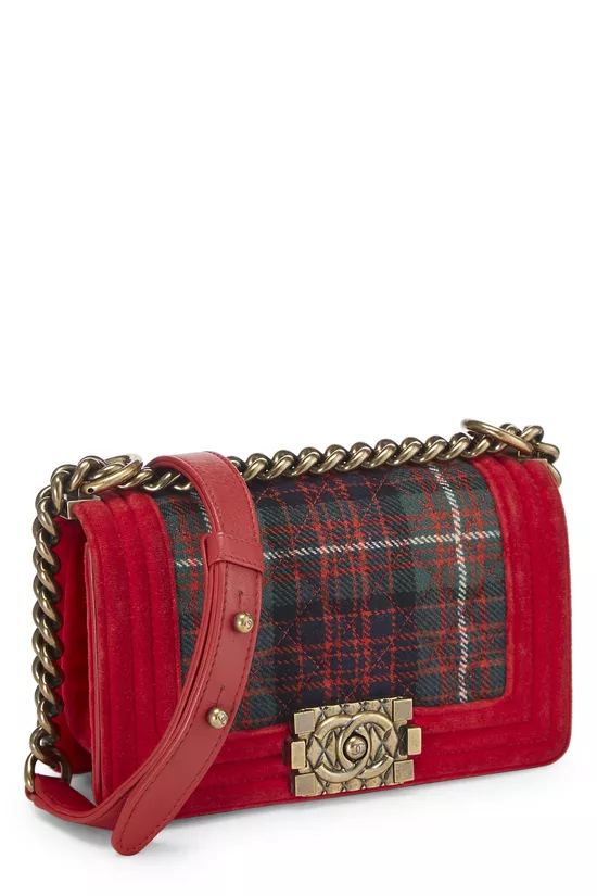Paris-Edinburgh Red Tartan Velvet Boy Bag Small, , large image number 2