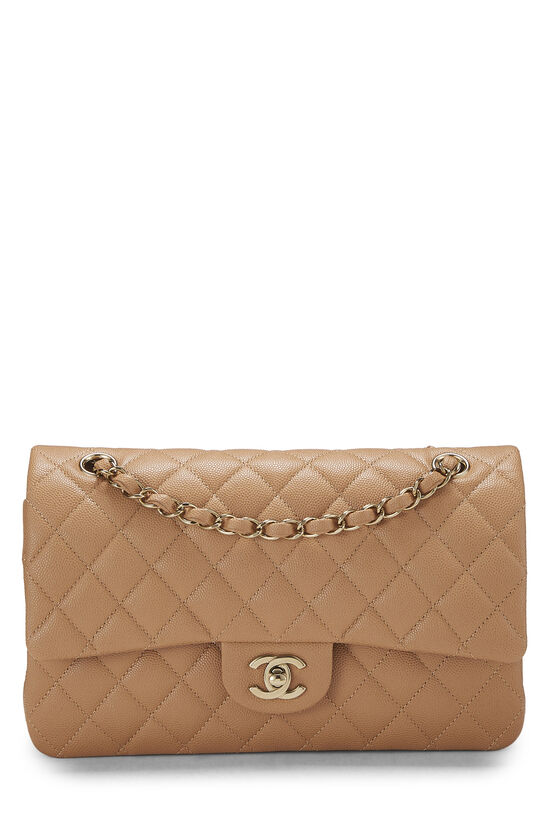 Beige Quilted Caviar Classic Double Flap Medium, , large image number 0