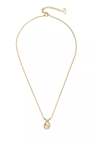 Gold Crystal Logo Necklace