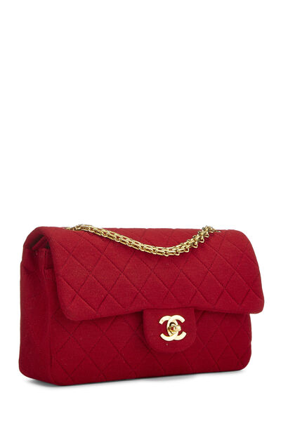 Red Quilted Jersey Classic Double Flap Small, , large