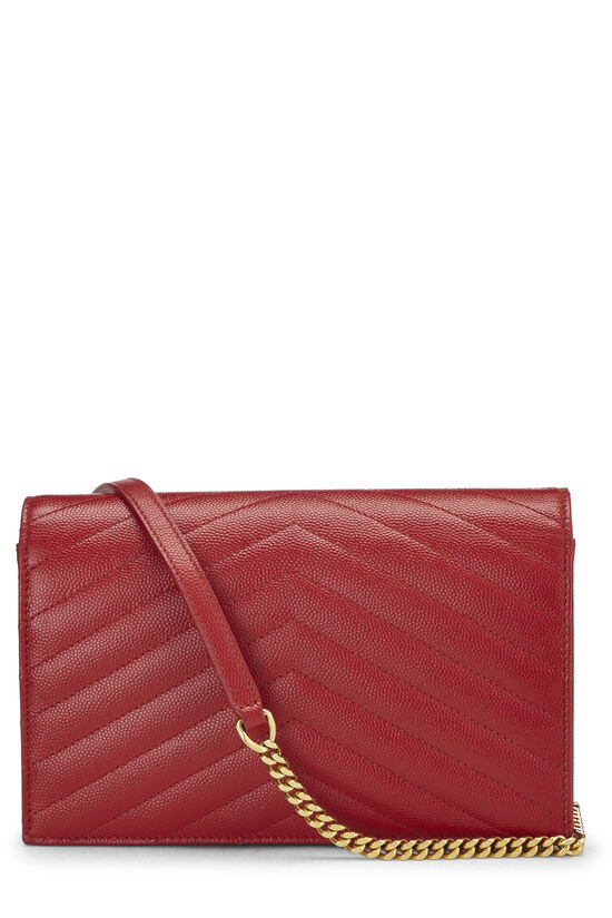 Red Grained Calfskin Envelope Wallet-On-Chain (WOC), , large image number 3