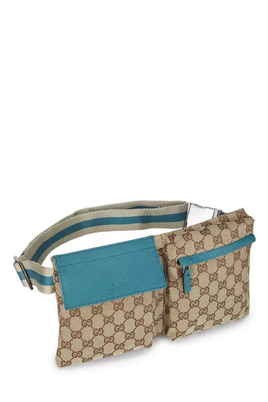 Blue Original GG Canvas Double Pocket Waist Pouch, , large image number 1