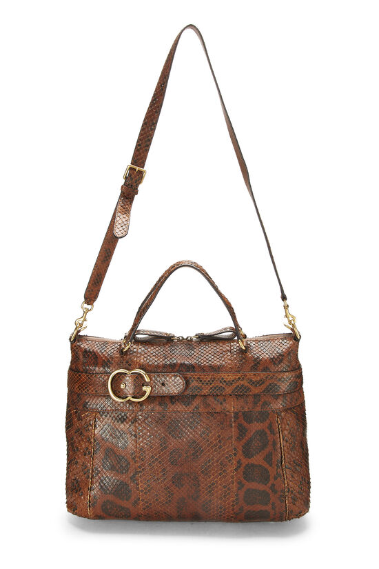 Brown Python Leather Ride Tote Large, , large image number 2