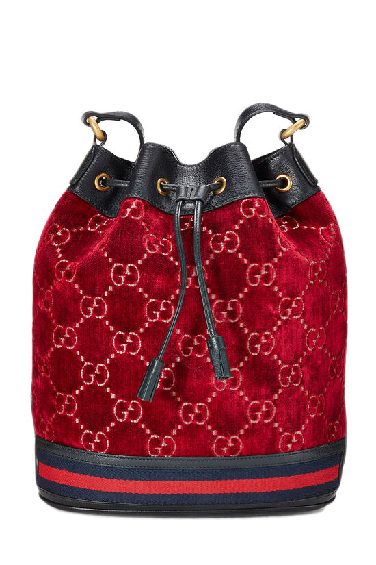 Red GG Velvet Bucket Bag, , large image number 0