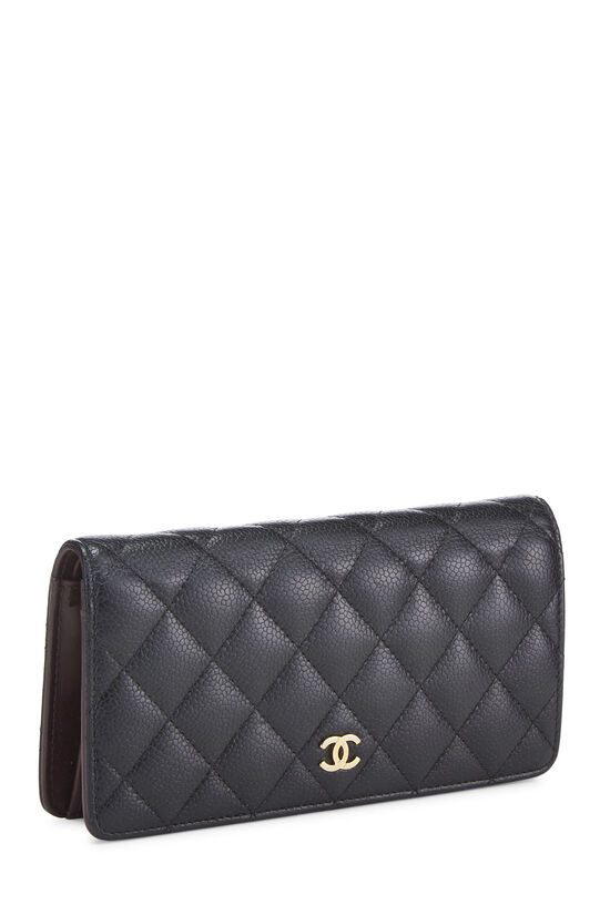 Black Quilted Caviar Yen Wallet, , large image number 1