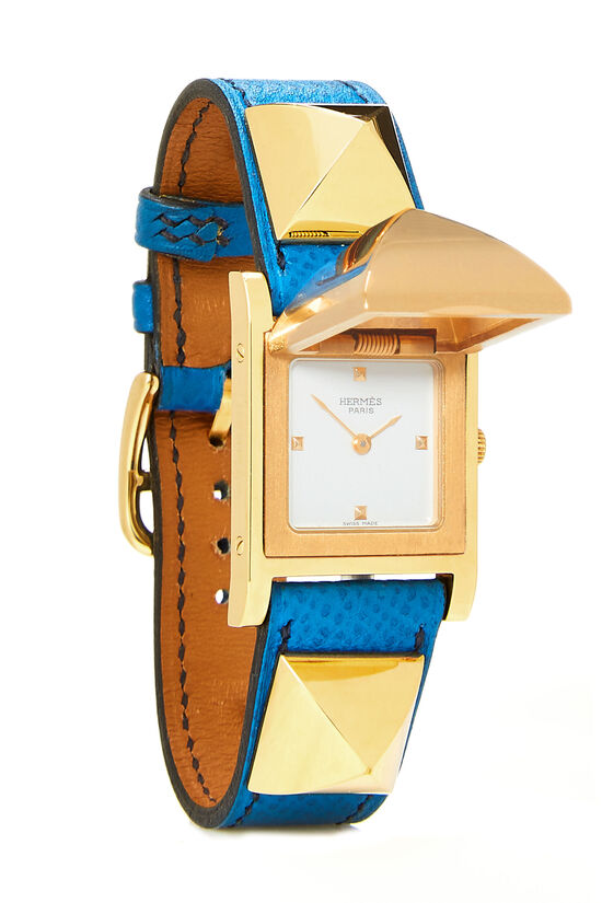 Gold & Blue Leather Medor Watch, , large image number 1