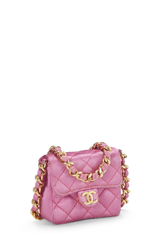 Pink Quilted Satin Single Flap Micro, , large image number 1