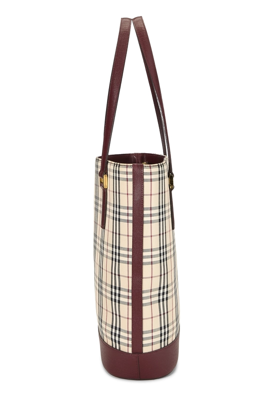 Burgundy Jacquard Check Bucket Tote Large, , large image number 2