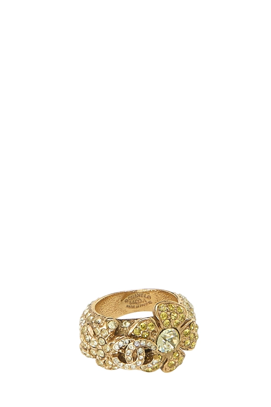 Gold Crystal 'CC' Ring, , large image number 1