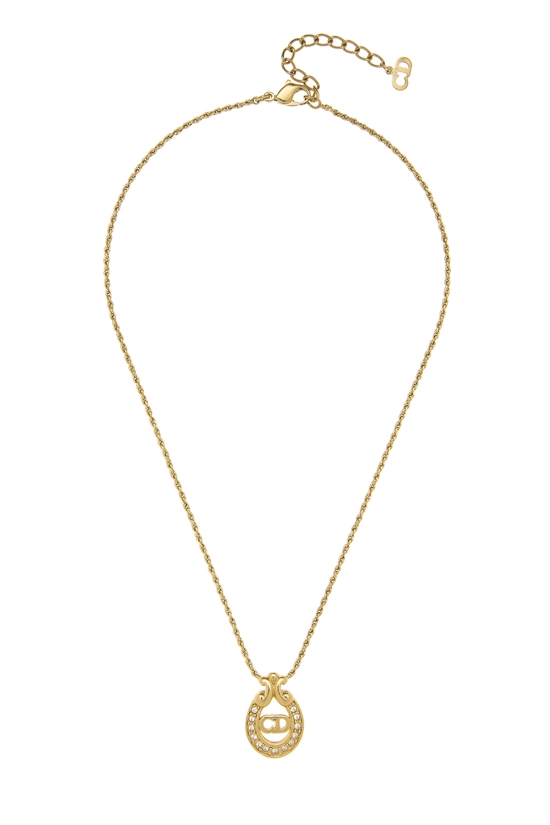 Gold 'CD' Crystal Necklace, , large image number 0