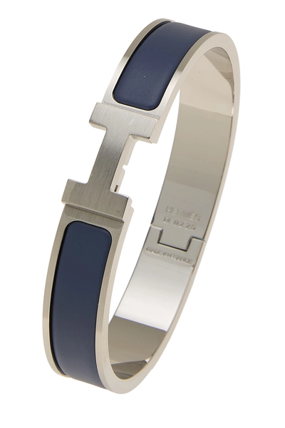 Navy Enamel Clic-Clac 'H' Bracelet Narrow