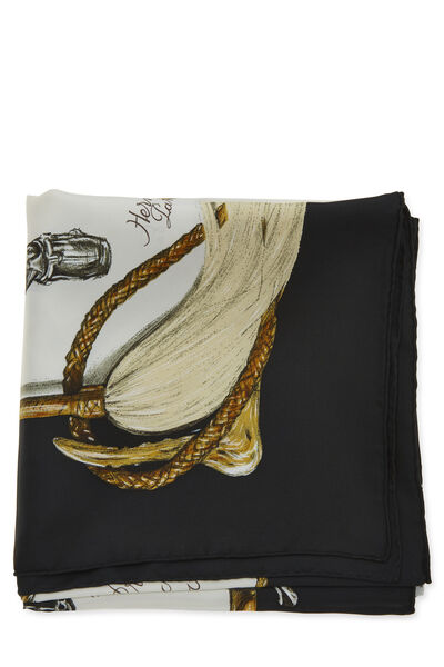 Black & Multicolor 'A Propos De Bottes' Silk Scarf 90, , large