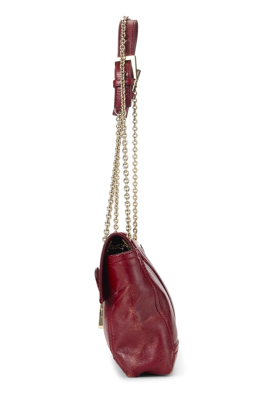 Red Leather Baguette Chain Bag, , large image number 2