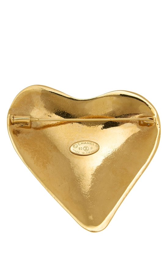 Gold 'CC' Heart Pin, , large image number 1