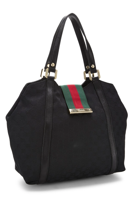 Black GG Canvas New Ladies Web Tote, , large image number 1