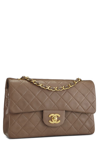 Brown Quilted Lambskin Classic Double Flap Small, , large