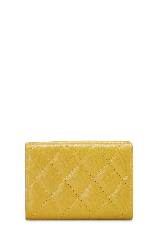Chanel - Yellow Quilted Caviar 'CC' Compact Wallet