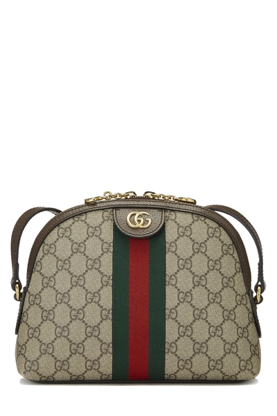 Gucci Brown GG Supreme Ophidia Dome Shoulder Bag Small